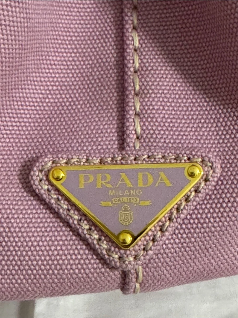 Prada canapa small tote canvas handbag top 2 way .Very clean like new. W/COA